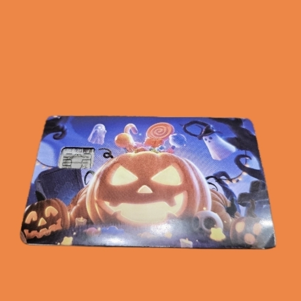 Halloween credit card skin for small chip card